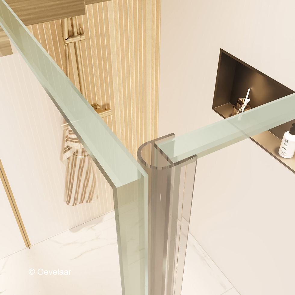 Thumbnail: Thundra douchecabine helder incl. glasbehandeling 30 X 80 cm. Geborsteld goud