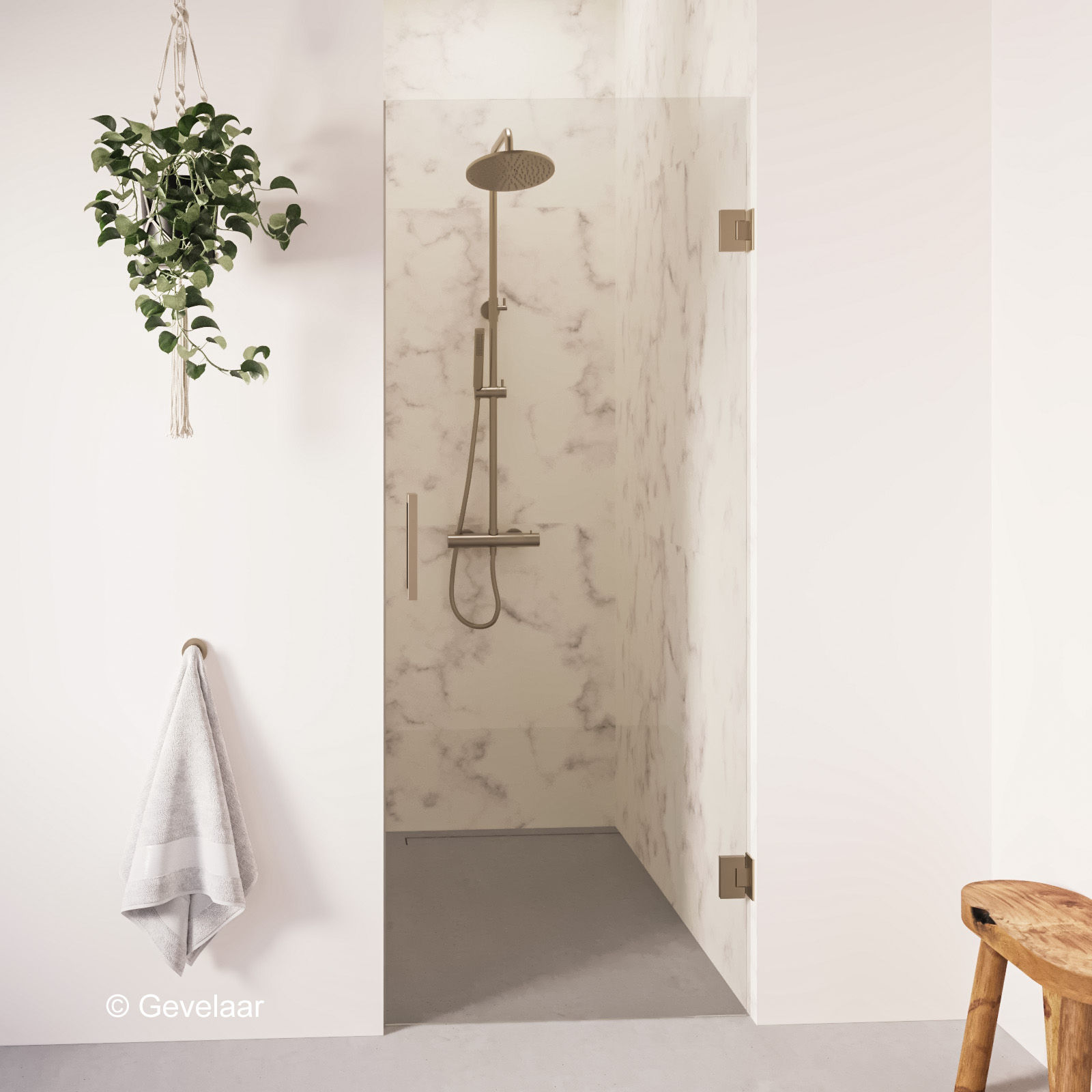 Thundra profielloze nisdeur helder incl. glasbehandeling 80 cm. RVS