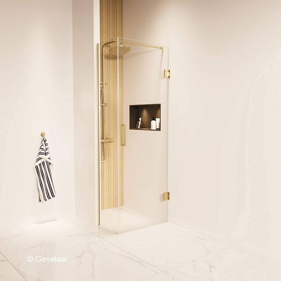 Thundra douchecabine helder incl. glasbehandeling 40 X 70 cm. Geborsteld goud