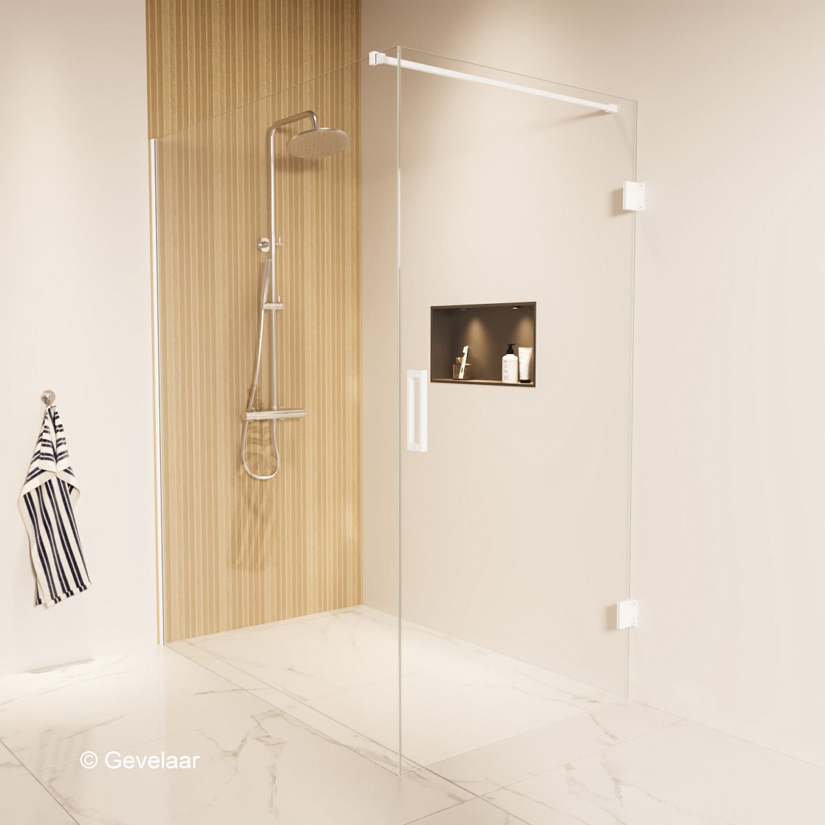 Thundra douchecabine helder incl. glasbehandeling 160 X 100 cm. Mat wit