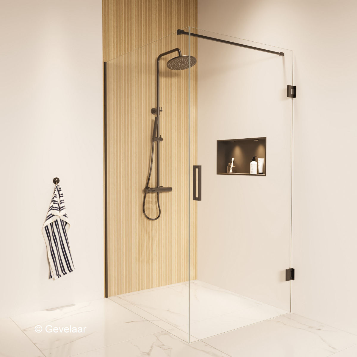 Thundra douchecabine helder incl. glasbehandeling 120 X 100 cm. Mat zwart