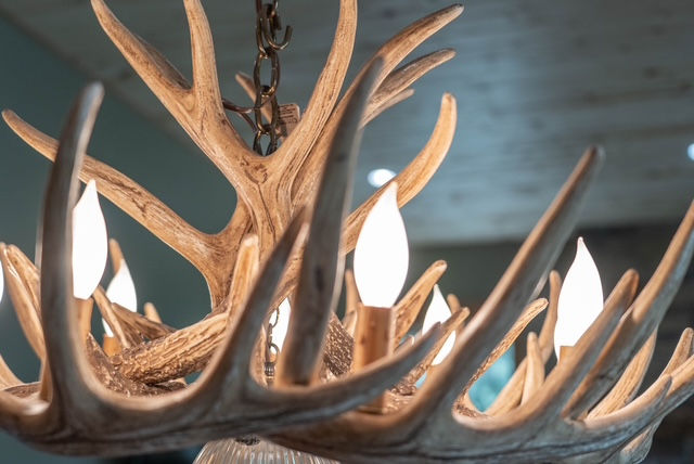 Close-up of STR decor featuring rustic accessories