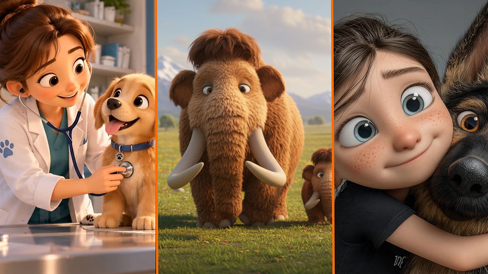 Animated characters and animals to buy stock video clips