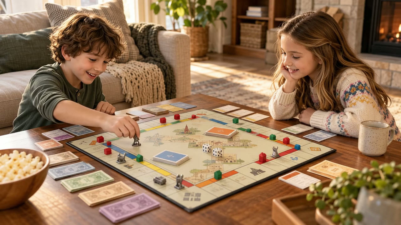 Kids Playing a Board Game Together