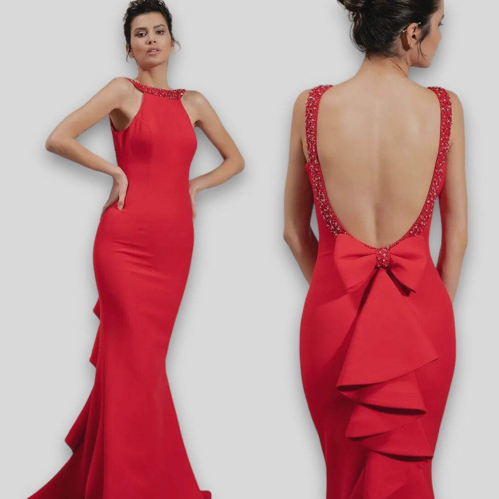 Thumbnail: Open back mermaid fishtail long prom evening dress