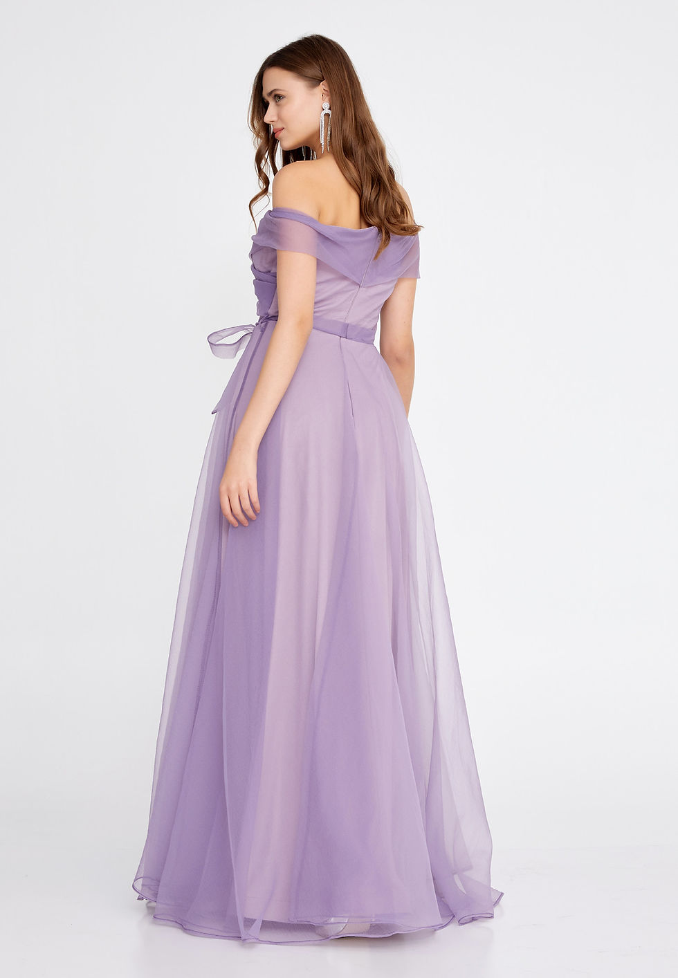 Thumbnail: Off-shoulder crepe chiffon gown