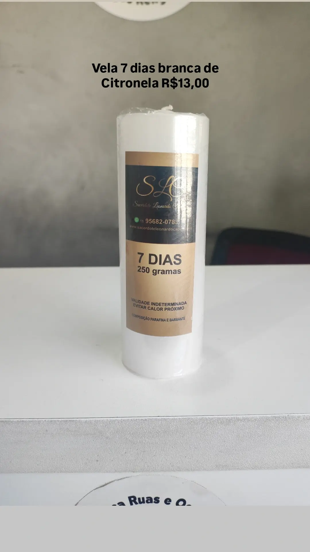 Vela 7 dias branca de Citronela 
