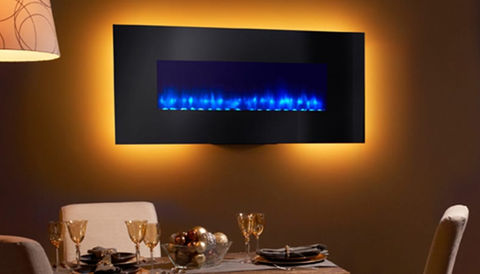 Fireplace with blue light