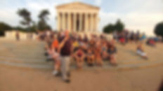 ACTS Education Program Leader with group on steps of Jefferson Memorial