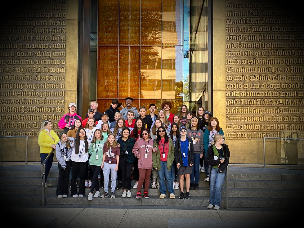 Students on the steps of Museum of the Bible in Washington, D.C.