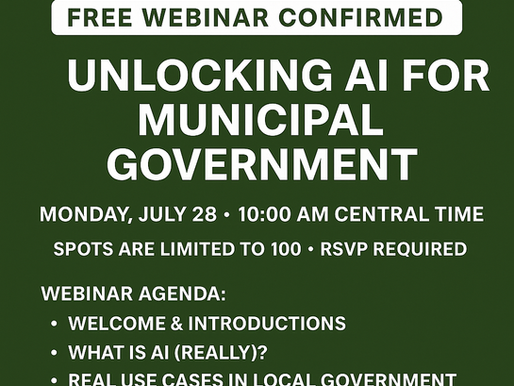 AI for Cities: Free Webinar Confirmed for Monday, July 28 at 10 AM CT
