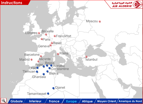 pays desservis par Air Algérie - liste des pays sans visa et des pays en europe pour algériens