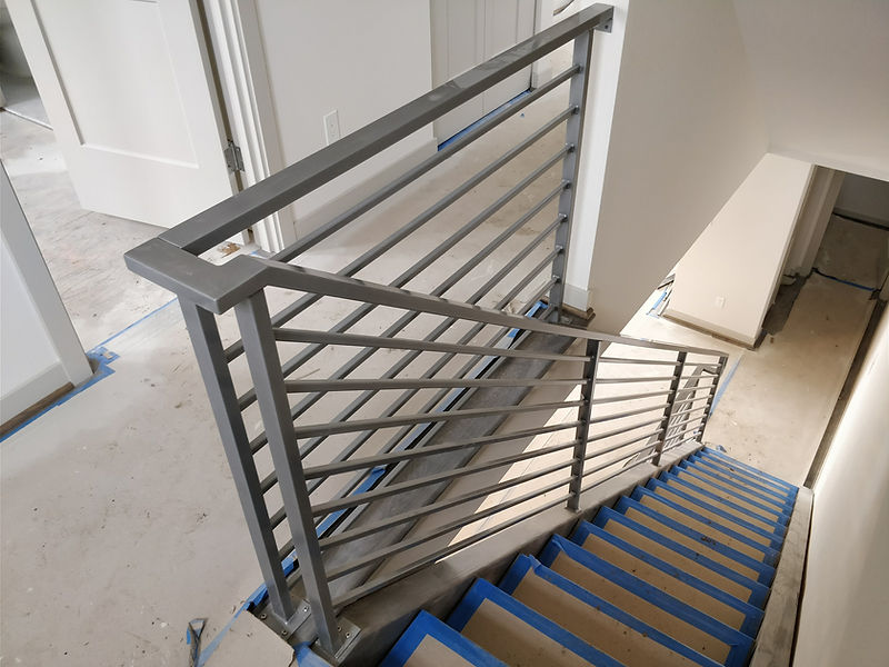 Gray steel stair and landing railings in Mountlake Terrace, WA