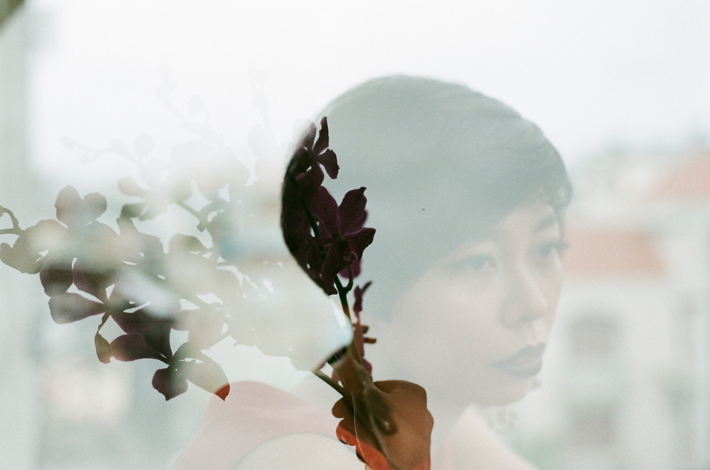 Pajaro Pequeño: Múltiple Exposure with Leila and the orchids. This photo was taken when I met Leila in Saigon, and we were trying to match our way to visualize moments.