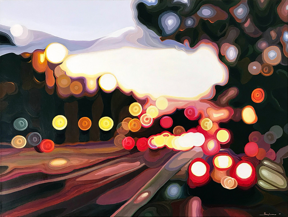 NOCTURNE №18 / EMBARCADERO, SUNSET. Acrylic on canvas, 40" x 30”.