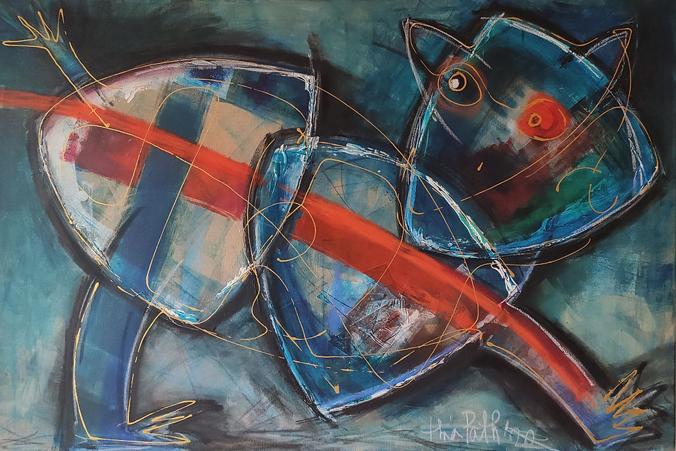Le gros chat – Il grande gatto Mixmedia on canvas 120x80 cm 2020