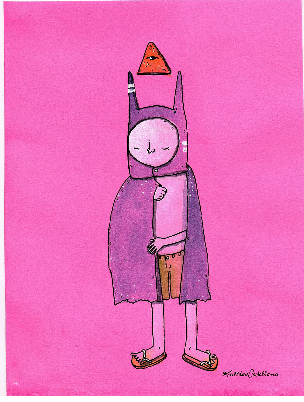 “ThankyouBat001” 6” x 8” watercolor and ink on dyed 140lb hot press watercolor paper.