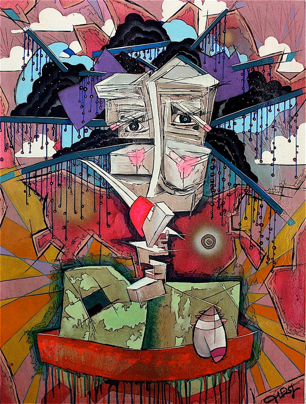 “Trans Geisha" | 40" X 30" (101.6cm x 76.2cm) Mixed Media on Wood | 2008