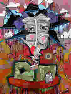 “Trans Geisha" | 40" X 30" (101.6cm x 76.2cm) Mixed Media on Wood | 2008