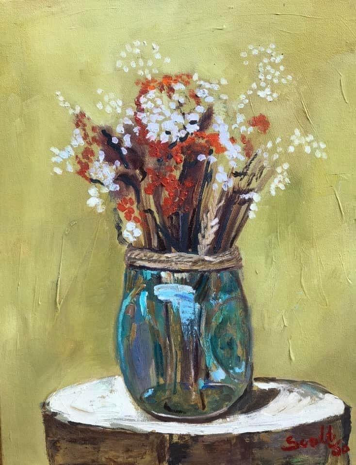 Bouquet des Champs Rachelle Scott Oil on Canvas 50x40 cm 2020