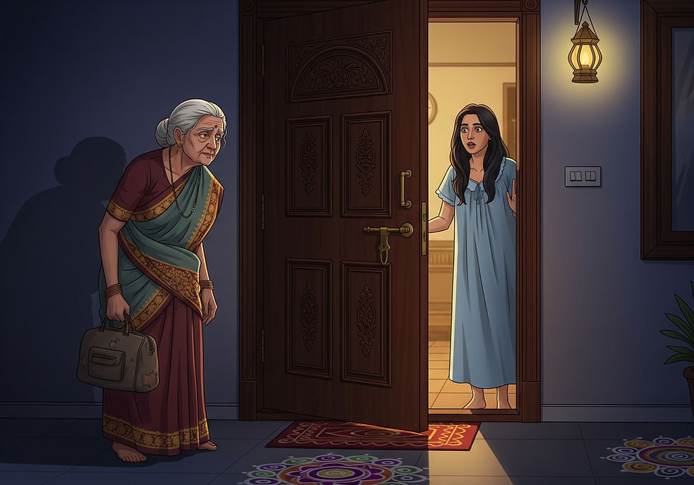 Daughter surprised to see mother alone came leaving father