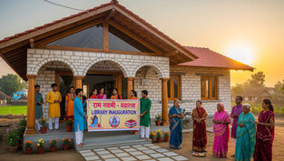 రామనవమి సందర్భంలో యువత నిర్మించిన గ్రంథాలయం మరియు కమ్యూనిటీ సేవల దృశ్యం