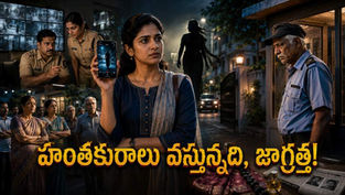 గేటెడ్ కమ్యూనిటీలో జరిగిన వరుస హత్యల వెనుక నిజాన్ని ఛేదిస్తున్న శ్రీలేఖ, పోలీసుల విచారణ మరియు వాచ్మన్ రహస్యాన్ని చూపించే తెలుగు క్రైమ్ మిస్టరీ కథ బ్యానర్.