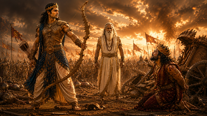 ఒకప్పుడు తన బాల్యమిత్రుడైన ద్రోణాచార్యుడిని అవమానించిన పాంచాల రాజు ద్రుపదుడు, కాలచక్రం తిరిగినప్పుడు అదే ద్రోణుడి శిష్యుడైన అర్జునుడి చేతిలో బంధీ అయ్యాడు.