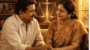భార్యాభర్తల మధ్య విశ్వాసం, ఆర్థిక భాగస్వామ్యం, పరస్పర అవగాహనను ప్రతిబింబిస్తూ జయలక్ష్మి, శంకరం భావోద్వేగంగా మాట్లాడుకుంటున్న దృశ్యం.