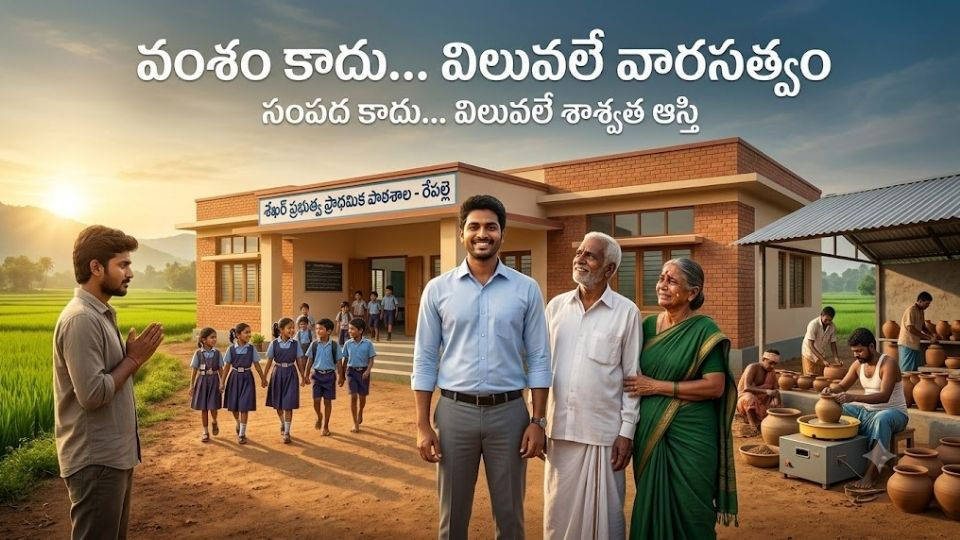 గ్రామానికి తిరిగి వచ్చి పాఠశాలను ప్రారంభిస్తున్న శేఖర్ మరియు మారిన వరుణ్తో కూడిన ముగింపు దృశ్యం.