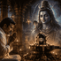శివుని సన్నిధిలో కన్నీళ్లతో కరుణ కోసం ప్రార్థిస్తున్న భక్తుడి ఆధ్యాత్మిక దృశ్యం