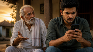 తండ్రితో మాట్లాడకుండా ఫోన్లో మునిగిపోయిన కొడుకు దృశ్యం