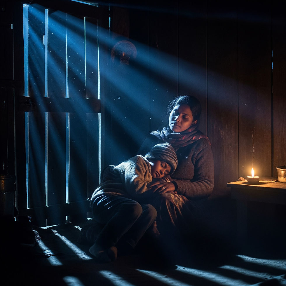 mother holding child emotional night telugu poem