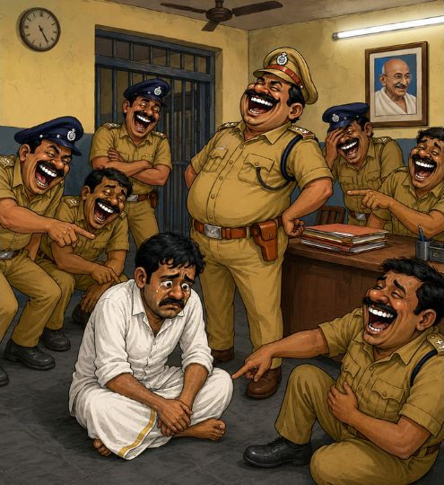 పేదలకు సహాయం చేసిన అంజిని ప్రశ్నిస్తున్న పోలీసులు