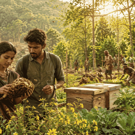 అడవి మరియు తేనెటీగల సంరక్షణ కోసం కలిసి పనిచేస్తున్న సంకు, మువ్వ – ఉండవిల్లి ఎమ్ రచించిన మువ్వ తెలుగు కథ