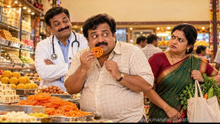 మీకు షుగర్ వచ్చింది తెలుగు హాస్య కథలో జిలేబీ తినబోతూ డాక్టర్ మరియు భార్యకు పట్టుబడిన రామారావు