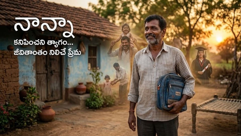 కూతురు కోసం జీవితమంతా త్యాగం చేసిన తండ్రి ప్రేమను ప్రతిబింబించే భావోద్వేగ దృశ్యం.