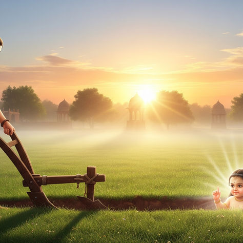 జనక మహారాజు స్వయంగా భూమిని దున్నిస్తున్నప్పుడు, నాగలి చాలు నుండి ఒక అద్భుతమైన బాలిక లభించింది.