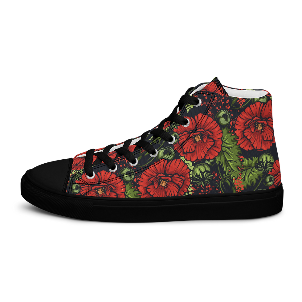 Thumbnail: Women’s High Top Canvas Shoes - "Poppies"