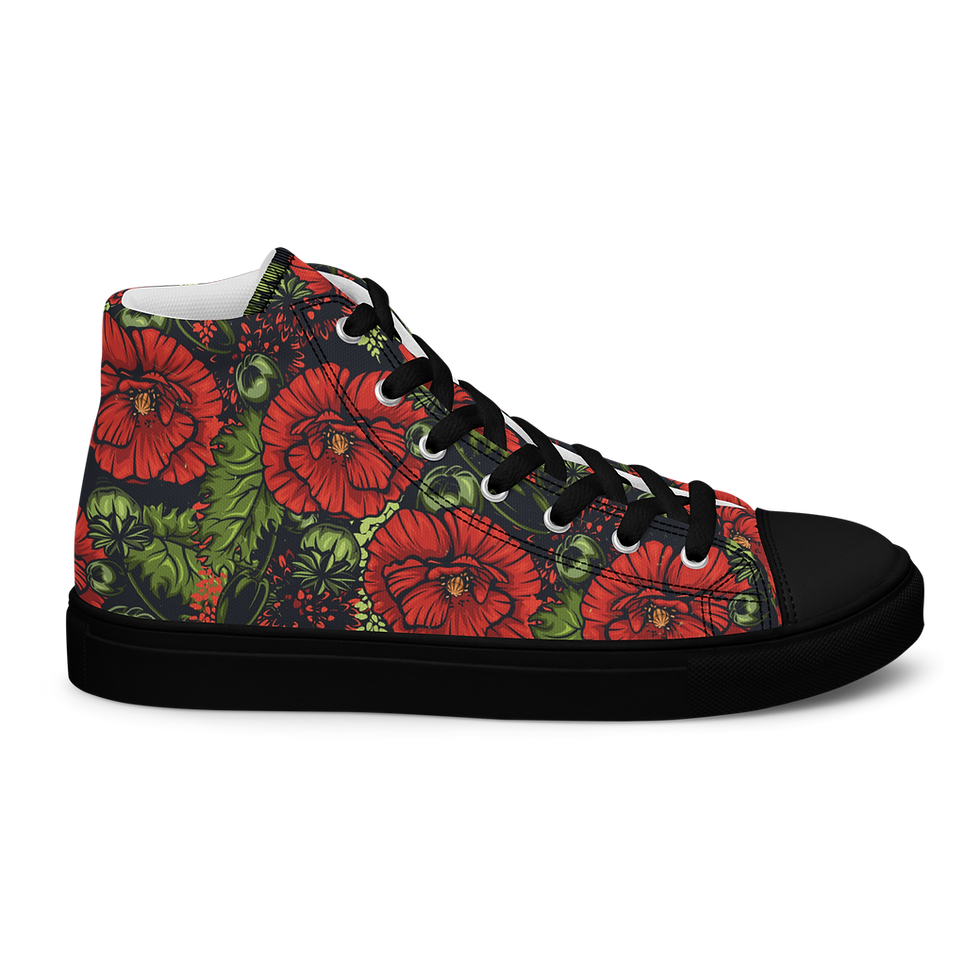 Thumbnail: Women’s High Top Canvas Shoes - "Poppies"