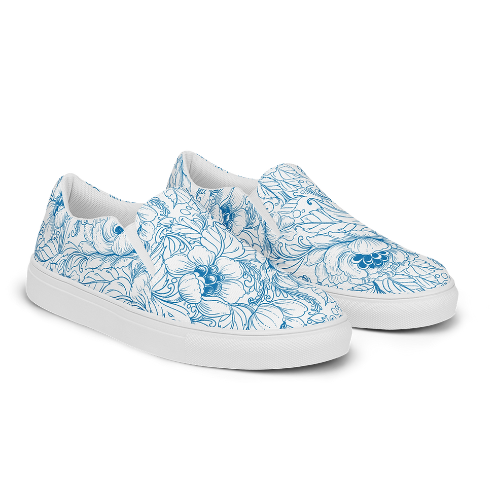 Thumbnail: Women’s Slip-on Canvas Shoes - "Ocean Petals"