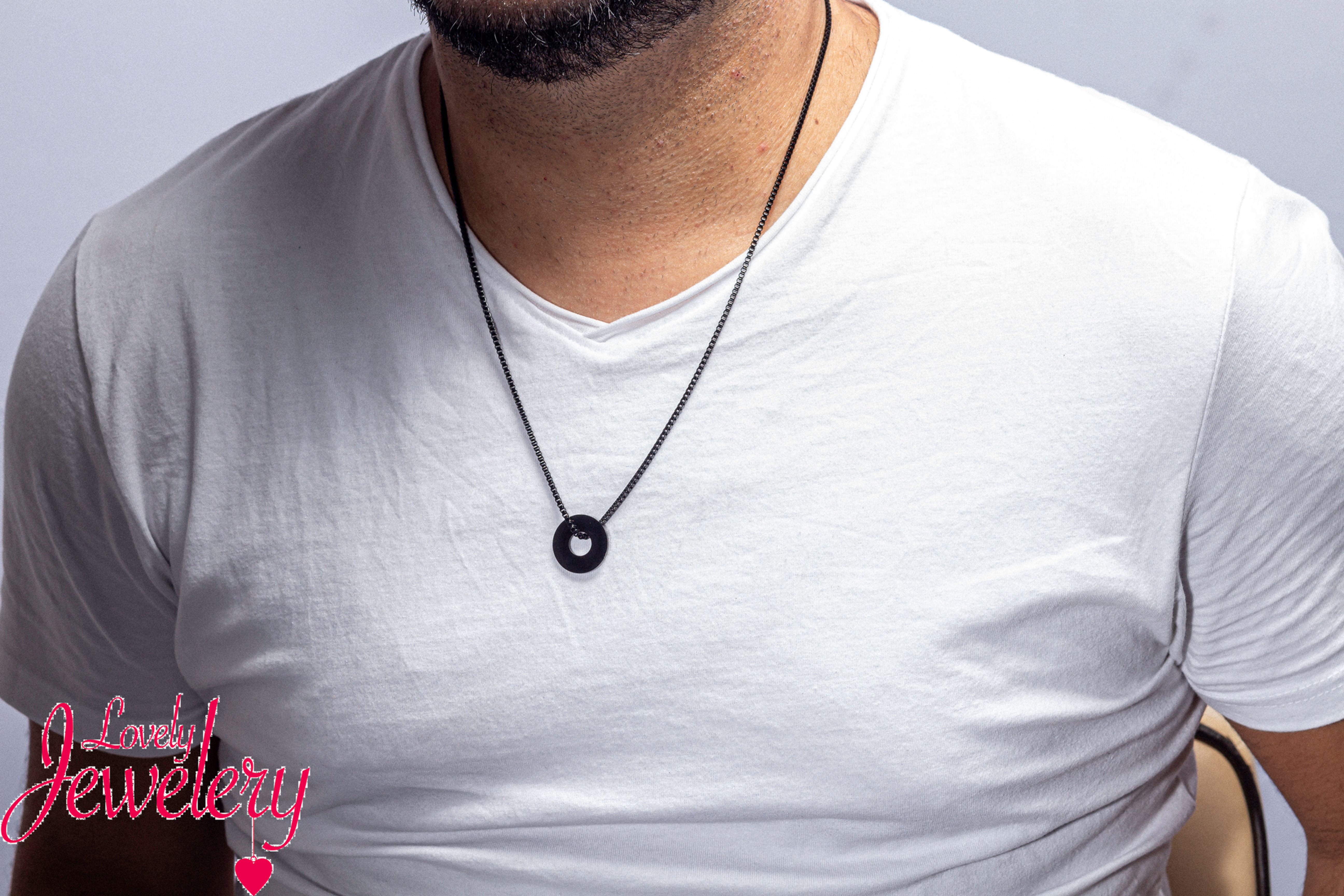 שרשרת עיגול חלול בשילוב חריטה אישית