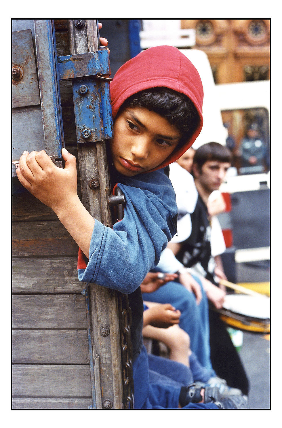Poor Indian boy during demonstration in Buenos Aires Argentina