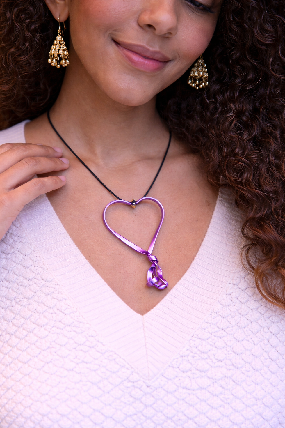 Thumbnail: Long  Purple Heart Necklace