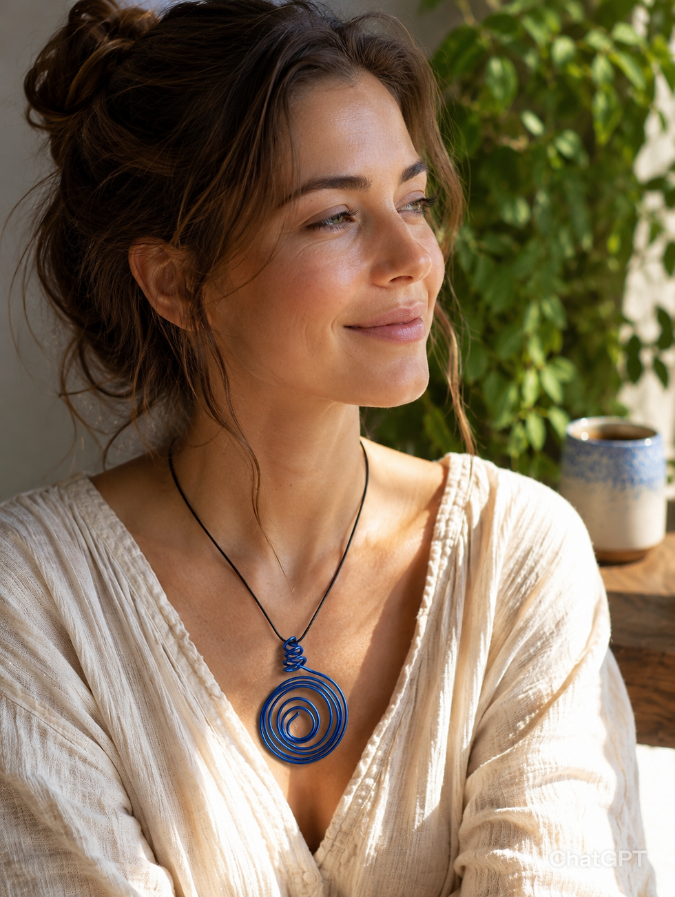 Thumbnail: Electric Blue Spiral Necklace