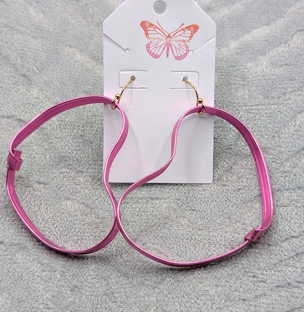 Thumbnail: Pink Heart Wire Earrings