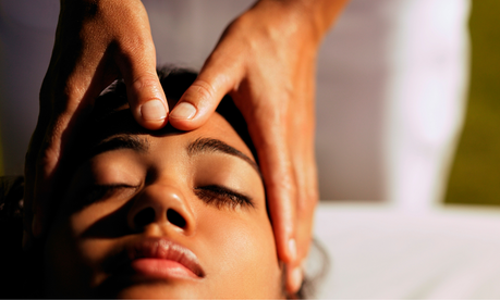 in home head scalp massage for tension relief