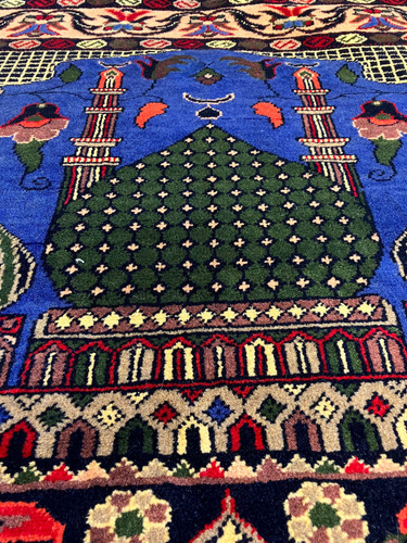 War rug!!アフガニスタンの手作り絨毯size:88x65 信じ