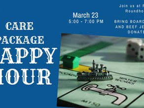 Join us for a Care Package Happy Hour at Rogers Roundhouse TONIGHT!!