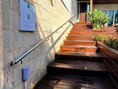 316 stainless steel post mount handrail installation residential entrance timber deck steps Queenscliff, Victoria